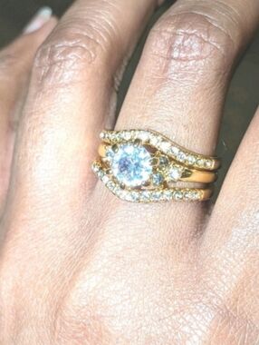 3ct Lab Created Diamond Engagement Bridal Ring Set 14k Yellow Gold Plated 10